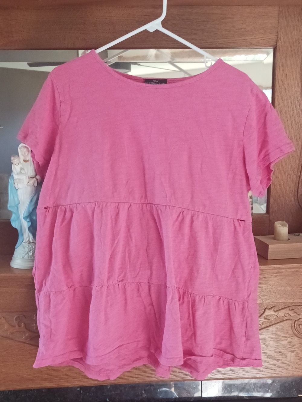 Nursing Queen Cotton Pink Tiered Short Sleeve Tunic